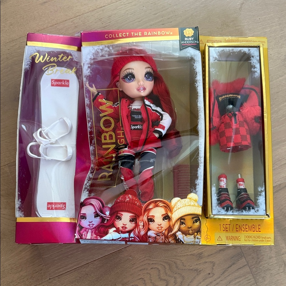 Rainbow High Winter Break Snowboarding Ruby Anderson Doll with Red Winter Outfi